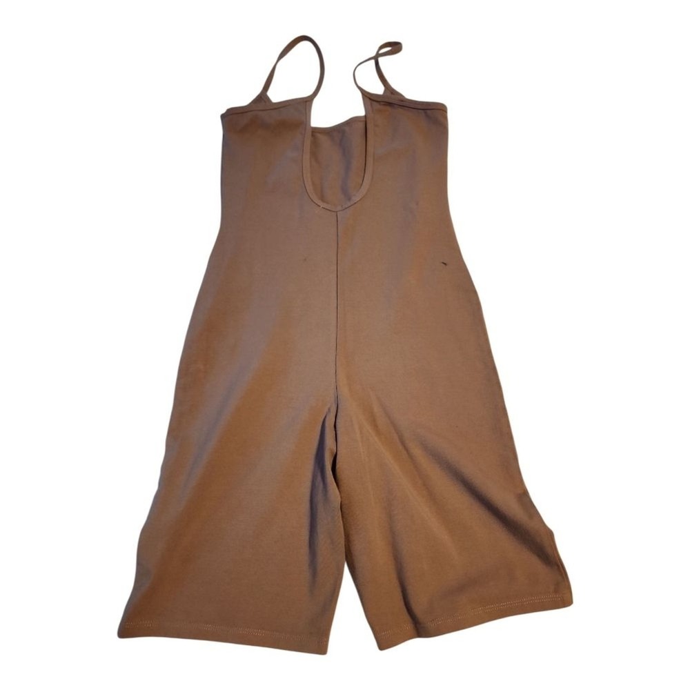 Good American NWT Jumpsuit Womens 1 Putty Strappy Scoop Back Romper Athleisure - Picture 8 of 8
